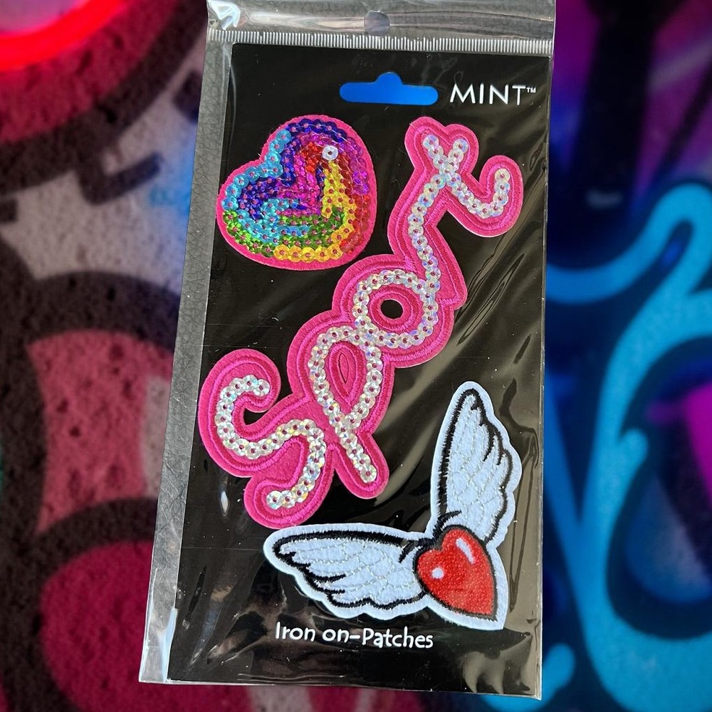 Vibrant & Colorful Sequin Heart and Wing Patches by Mint